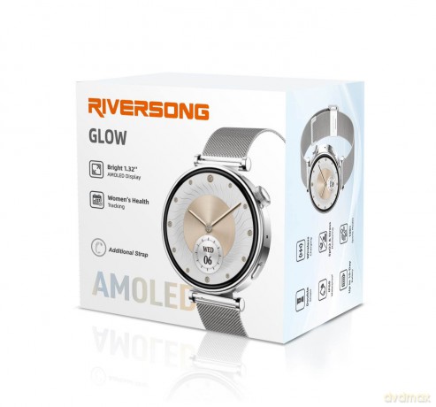 Riversong smartwatch GLOW srebrny SW906 AMOLED dwa paski