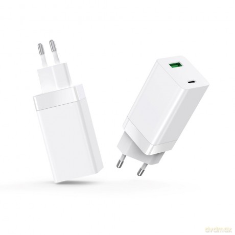 Setty ładowarka sieciowa GAN PD+QC USB + USB-C 65W LSI-02 biała