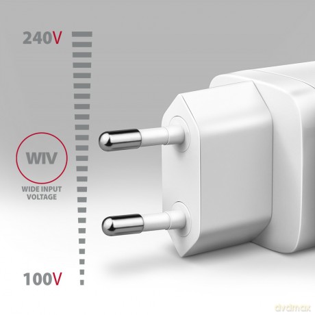 ACU-DPQ65W Ładowarka sieciowa GaN 65W, 3x port (USB-A + dual USB-C) PD3.0/QC4+/PPS/Apple, biała