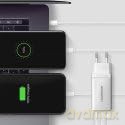 ACU-DPQ65W Ładowarka sieciowa GaN 65W, 3x port (USB-A + dual USB-C) PD3.0/QC4+/PPS/Apple, biała
