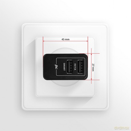 ACU-DS16 Ładowarka sieciowa, SMART 16W, 2x port USB-A, 5V/2.2A + 5V/1A
