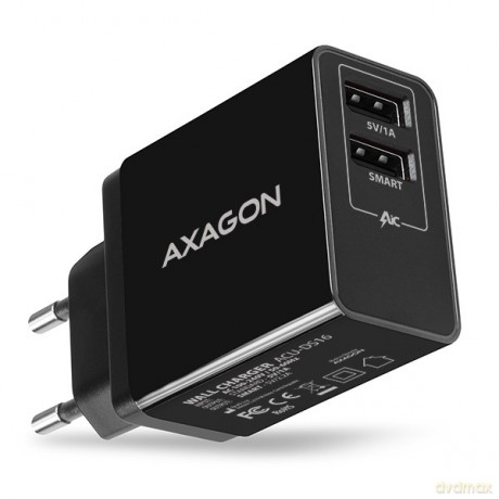 ACU-DS16 Ładowarka sieciowa, SMART 16W, 2x port USB-A, 5V/2.2A + 5V/1A