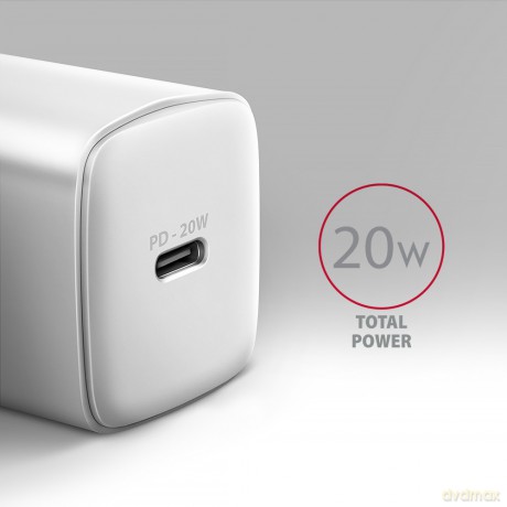 ACU-PD20W Ładowarka sieciowa PD 20W, 1x port USB-C, PD3.0/QC3.0/AFC/FCP/Apple Biała