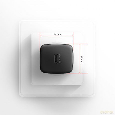 ACU-PD30 Ładowarka sieciowa PD 30W, 1x port USB-C, PD3.0/QC3.0/AFC/FCP/Apple Czarna