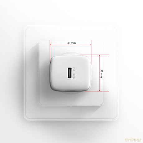 ACU-PD30W Ładowarka sieciowa PD 30W, 1x port USB-C, PD3.0/QC3.0/AFC/FCP/Apple Biała