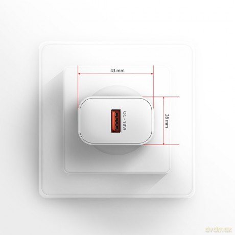 ACU-QC18W Ładowarka sieciowa QC 18W, 1x port USB-A, QC3.0/AFC/FCP/SMART Biała