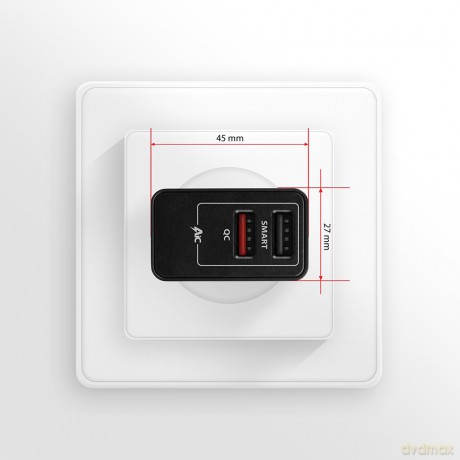 ACU-QS24 Ładowarka sieciowa QC 24W, 2x port USB--A, QC3.0/AFC/FCP + 5V/1.2A