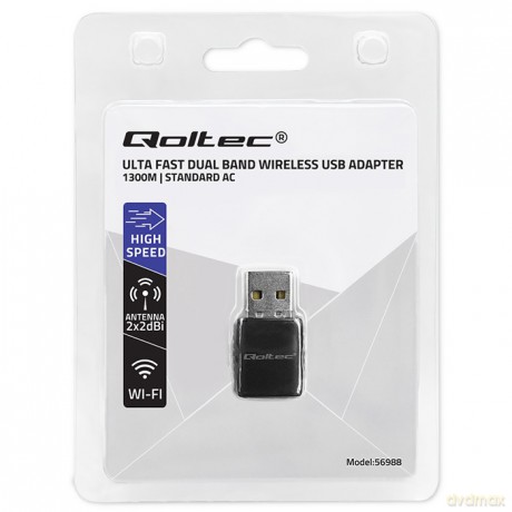 Adapter bezprzewodowy Ultra szybki DUAL mini WiFi 2 x 2dBi Standard AC | 1300Mbps