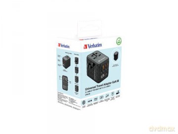 Adapter podróżny UTA-05 32120 ładowarka GaN 65W 180 krajów, 2x USB-C, 2x USB-A, PD 65W, QC 4+