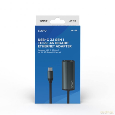 Adapter USB-C 3.1 Gen 1 do RJ-45 Gigabit Ethernet, AK-56