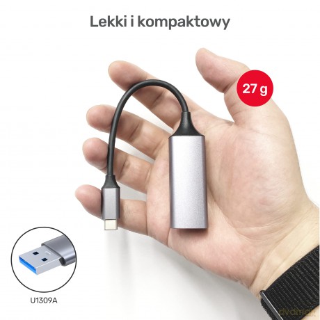 Adapter USB-C 3.1 GEN 1 RJ45; 1000 Mbps; U1312A