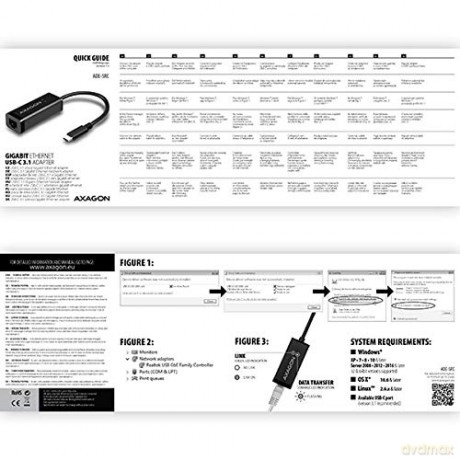ADE-SRC Karta sieciowa Gigabit Ethernet adapter, USB-C 3.2 Gen 1, instalacja automatyczna