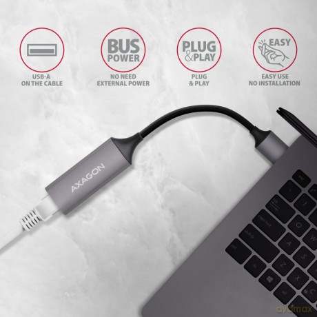 ADE-TR Karta sieciowa Gigabit Ethernet adapter, USB-A 3.2 Gen 1, instalacja automatyczna, metalowy, tytanowa szarość