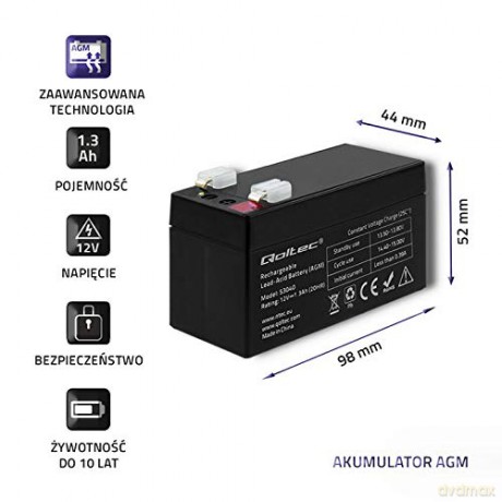 Akumulator AGM | 12V | 1.3Ah | max. 0.39A