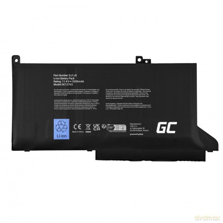 Bateria DJ1J0 11,4V 2700mAh do Dell Latitude 7280 7290 7380 7390