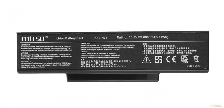 Bateria do Asus K72, K73, N73, X77 6600 mAh (71 Wh) 10.8 - 11.1 Volt