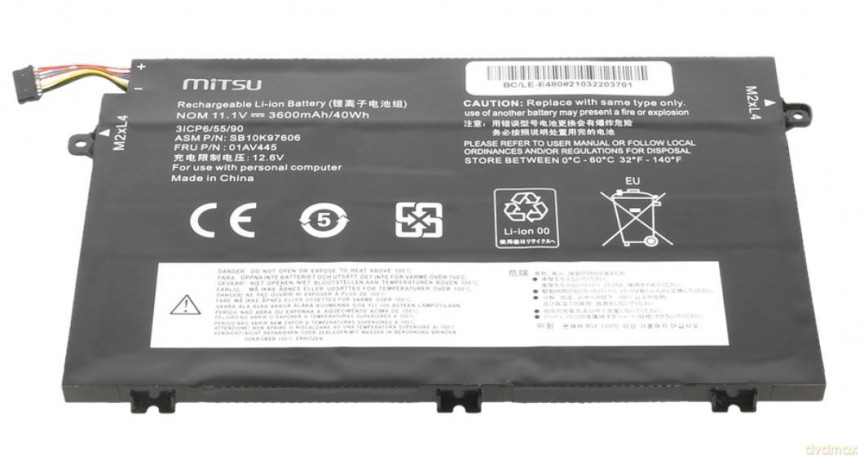 Bateria do Lenovo ThinkPad E480, E580 3600 mAh (40 Wh) 11.1 Volt