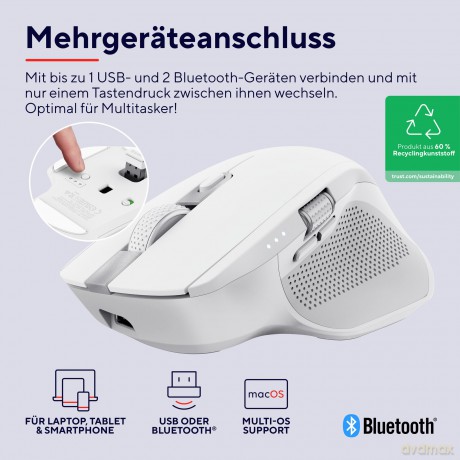 Bezprzewodowa mysz OZAA+ Multi-Connect Biała