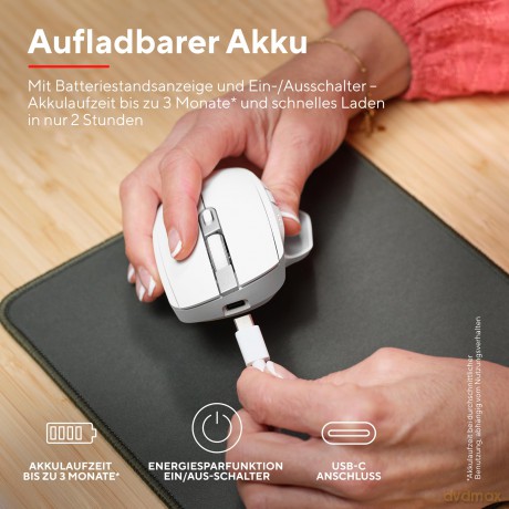 Bezprzewodowa mysz OZAA+ Multi-Connect Biała