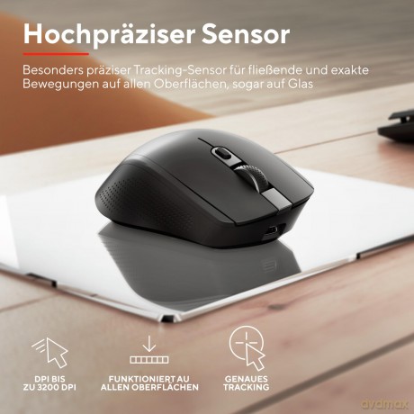 Bezprzewodowa mysz OZAA+ Multi-Connect Czarna