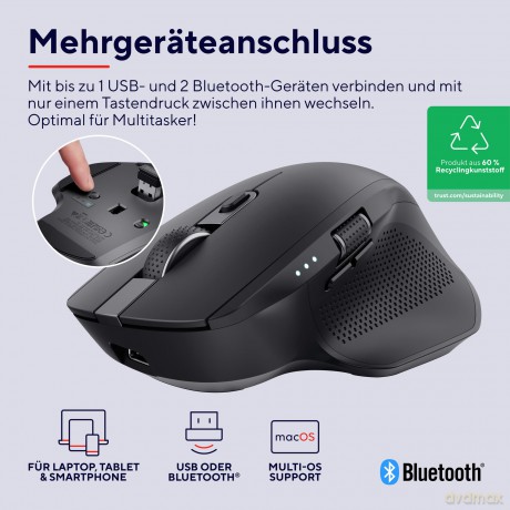 Bezprzewodowa mysz OZAA+ Multi-Connect Czarna