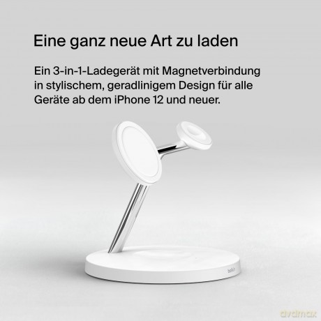 Bezprzewodowa podstawka ładująca BOOST CHARGE PRO 3w1 MagSafe biała