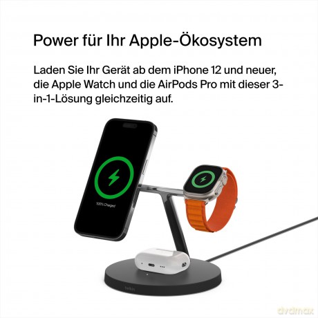 Bezprzewodowa podstawka ładująca BOOST CHARGE PRO 3w1 MagSafe czarna