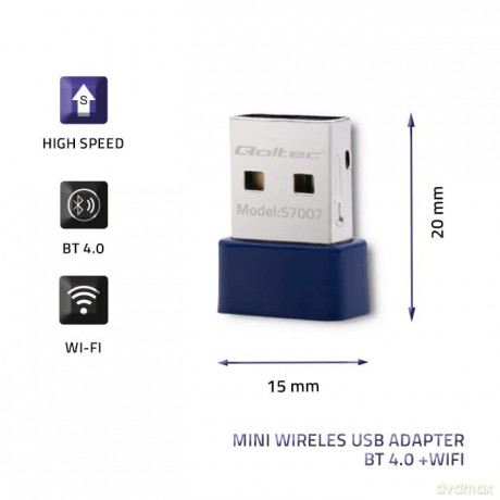 Bezprzewodowy mini adapter Wi-Fi | BT 4.0 USB | standard N