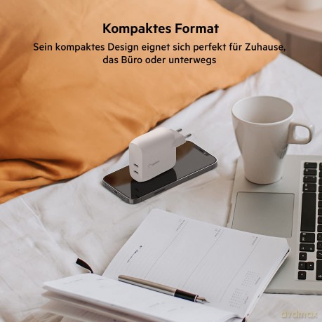 Dwuportowa ładowarka BoostCharge 40W Dual 20W USB-C PD biała