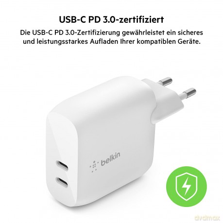 Dwuportowa ładowarka BoostCharge 40W Dual 20W USB-C PD biała