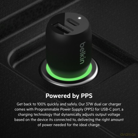 Dwuportowa ładowarka samochodowa BoostCharge z PPS 37W USB-C PD Dual PPS USB-C 25W USB-A 12W