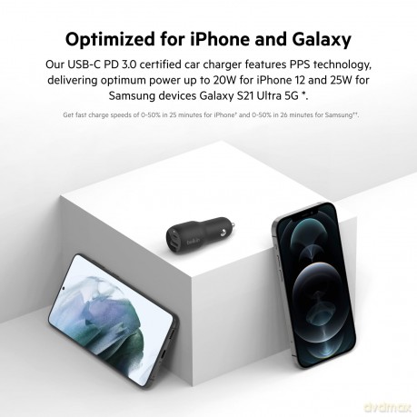 Dwuportowa ładowarka samochodowa BoostCharge z PPS 37W USB-C PD Dual PPS USB-C 25W USB-A 12W