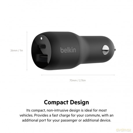 Dwuportowa ładowarka samochodowa BoostCharge z PPS 37W USB-C PD Dual PPS USB-C 25W USB-A 12W