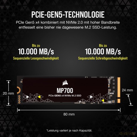 Dysk SSD 2TB MP700 10000/10000 MB/s M.2 NVMe 2.0 PCIe Gen5 x4
