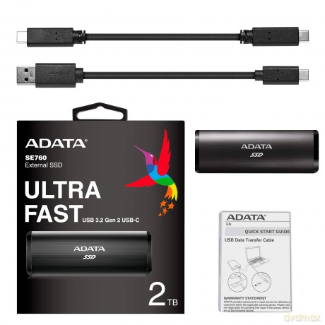 Dysk zewnętrzny SSD SE760 512GB USB3.2-A/C Czarny