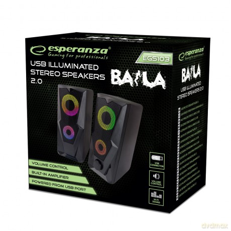 Głośnik 2,0 USB Led Rainbow Baila