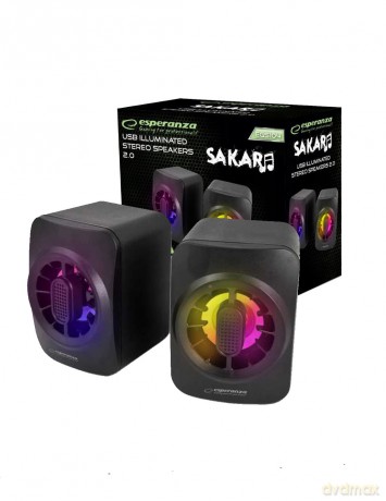 Głośnik 2.0 USB LED Rainbow Sakara