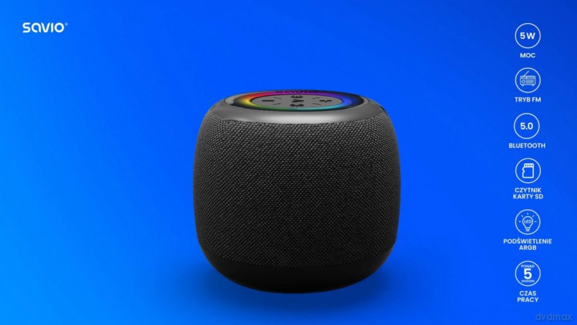 Głośnik bezprzewodowy Bluetooth 5W, BS-041, Czarny