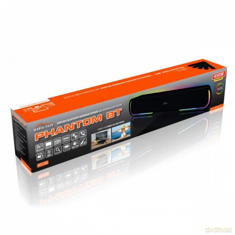 Głośnik Bluetooth typu Soundbar PHANTOM BT MT3180 Bluetooth 5.1+EDR/MP3/MicroSD/USB/AUX/Wbudowany Mikrofon/Micro-USB/RGB/RMS 10W/ PMPO 450W