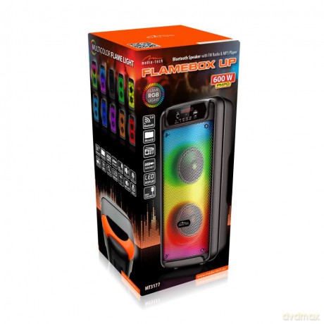 Głośnik FLAMEBOX UP MT3177 Bluetooth 5.0/FM/MP3/MicroSD/USB/RGB/RMS 14W/PMPO 600W