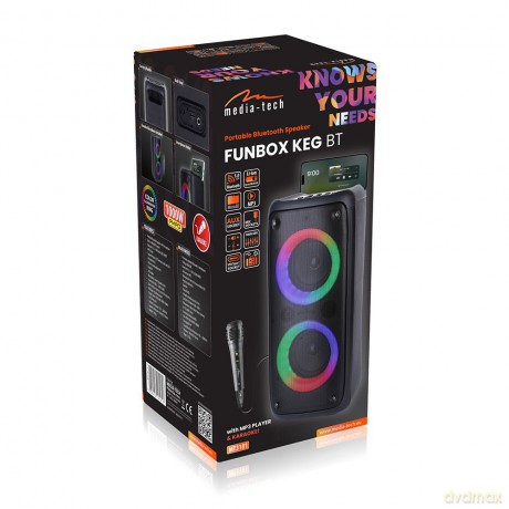 Głośnik FUNBOX BT MT3181 Bluetooth 5.0/TWS/MP3/MicroSD/USB/AUX/Equalizer/Jack 6.3/RGB/USB-C/ RMS 40W/PMPO 1000W