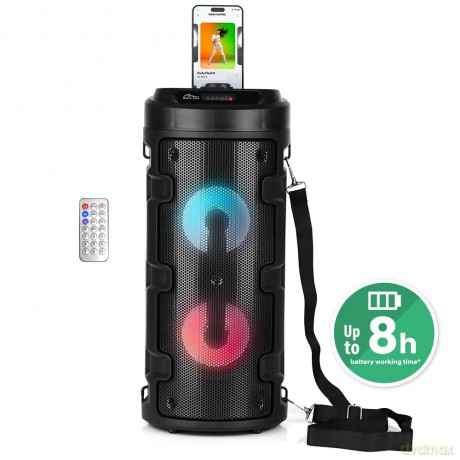 Głośnik PARTYBOX KEG BT MT3165 V2.0 Karaoke/Bluetooth 5.0+EDR/FM/MP3/MicroSD/USB/Equalizer/AUX/Jack 6.3/Pilot/Pasek/USB-C/LED/RMS 40W/PMPO 1000W