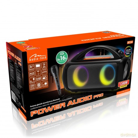 Głośnik POWER AUDIO PRO MT3184 Karaoke/Bluetooth 5.3/TWS/MP3/MicroSD/USB/Jack 6.3/AUX/Equalizer/USB-C/IPX5/RGB/16h/RMS 60W/PMPO 1200W