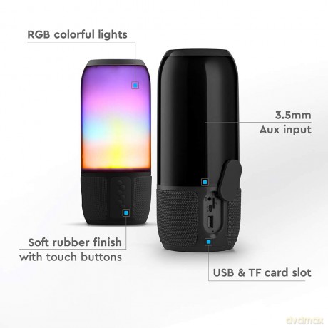 Głośnik przenośny LED Bluetooth Czarny