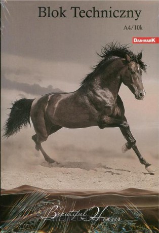 Blok techniczny A4/10K 10 szt. Horses [SZKOŁA]