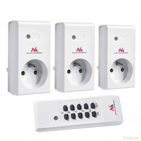 Gniazdka sieciowe wewnętrzne sterowane pilotem Energy MCE153 3szt. - programowalne + bateria do pilota