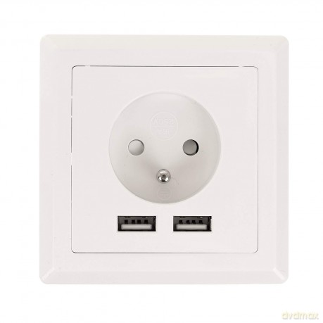 Gniazdko podtynkowe 230V pojedyncze + 2x USB 2.1A francuskie