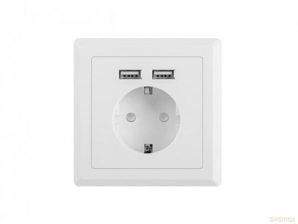 Gniazdko podtynkowe 230V pojedyncze + 2x USB 2.1A schuko