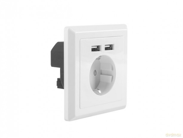 Gniazdko podtynkowe 230V pojedyncze + 2x USB 2.1A schuko