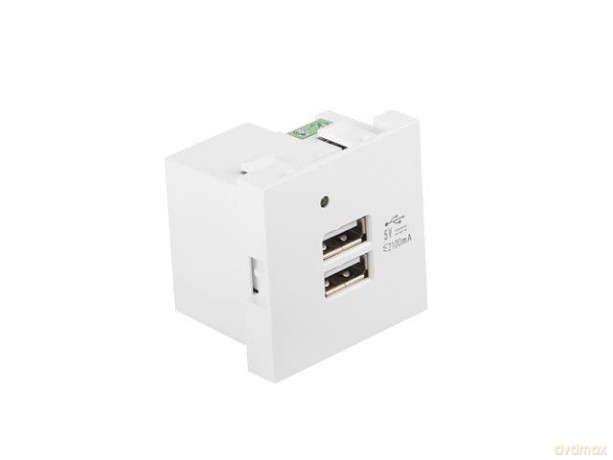 Gniazdo 45x45 230v ładowarka 2xUSB 2.1A Białe